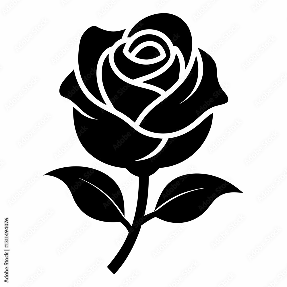 Rose black icon vector on white background. Rose black icon vector on white background.