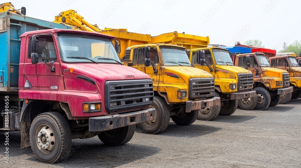 Lineup of Heavy Duty Dump Trucks Construction and Industrial Transportation Solutions Lineup of Heavy Duty Dump Trucks Construction and Industrial Transportation Solutions