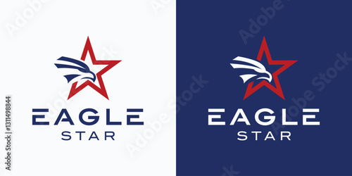 star and eagle head logo design