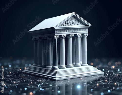 A futuristic digital banking concept featuring an automated financial platform emerging with a sleek interface, symbolizing modern loan processing and financial transactions.
