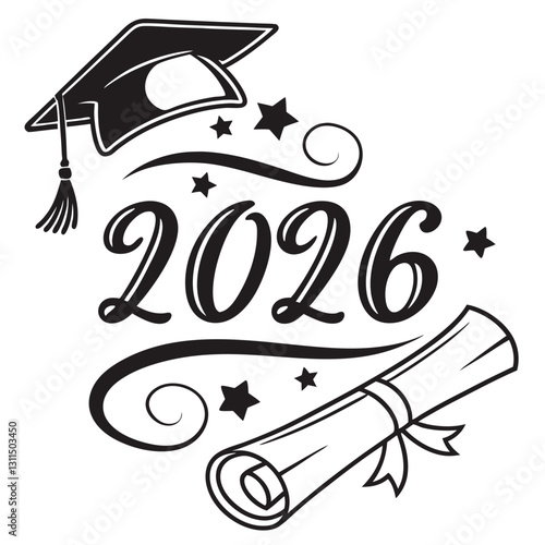 Class of 2026 Silhouette Design - Cap and Diplom