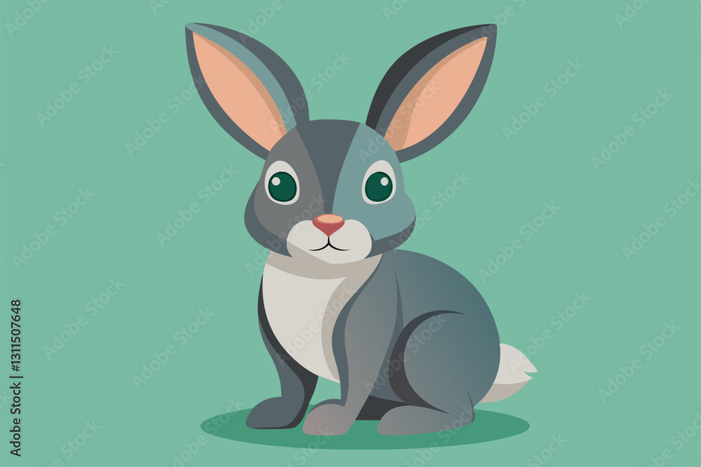 A charming rabbit design with a friendly expression, perfect for custom art or graphic projects, Rabbit Customizable Semi Flat Illustration A charming rabbit design with a friendly expression, perfect for custom art or graphic projects, Rabbit Customizable Semi Flat Illustration