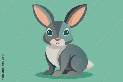 A charming rabbit design with a friendly expression, perfect for custom art or graphic projects, Rabbit Customizable Semi Flat Illustration