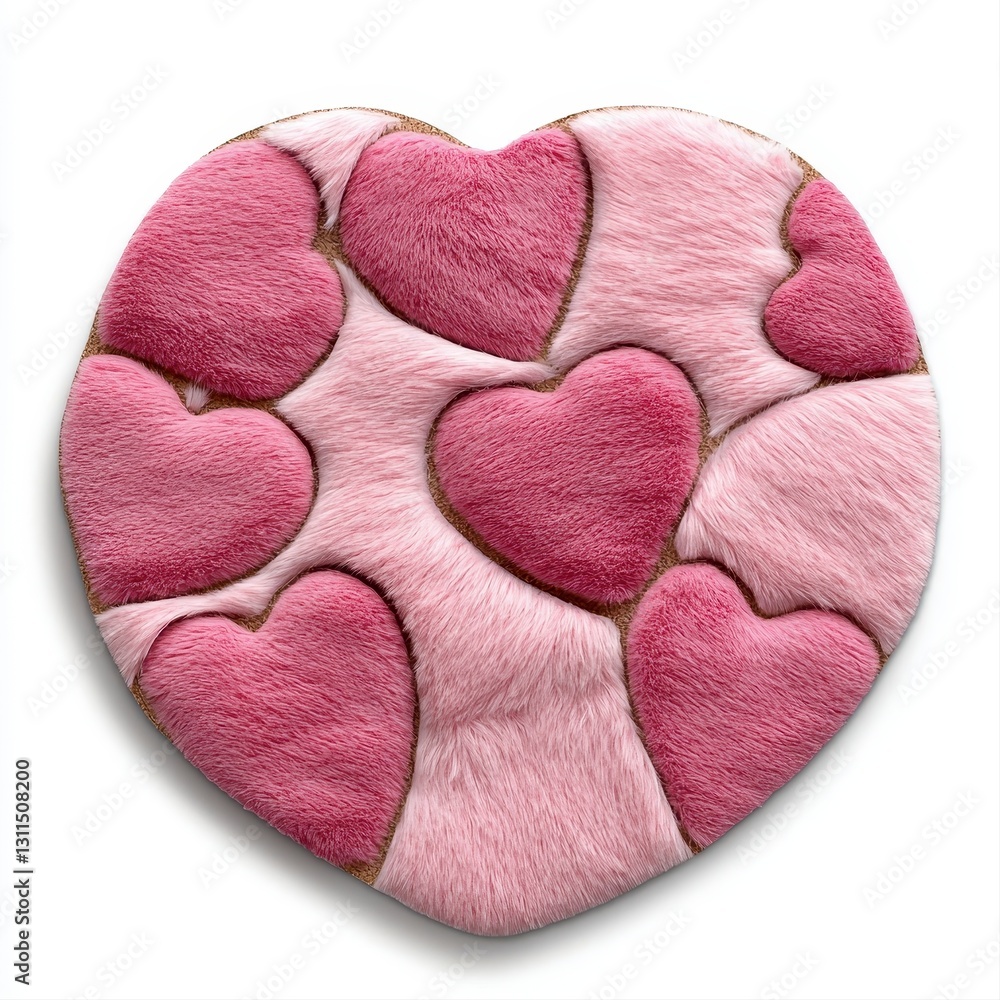 Fototapeta premium Heart shaped cookie decorated with icing perfectly placed on a pink welcome table mat for a sweet delightful treat