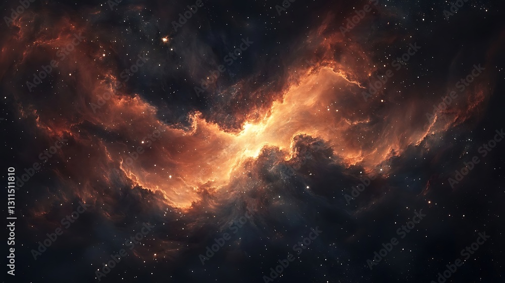 Obraz premium Fiery Orange Nebula Swirl