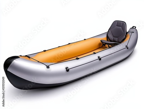 High-quality inflatable boat featuring a stylish silver color with matte finish displayed in isolated side view position