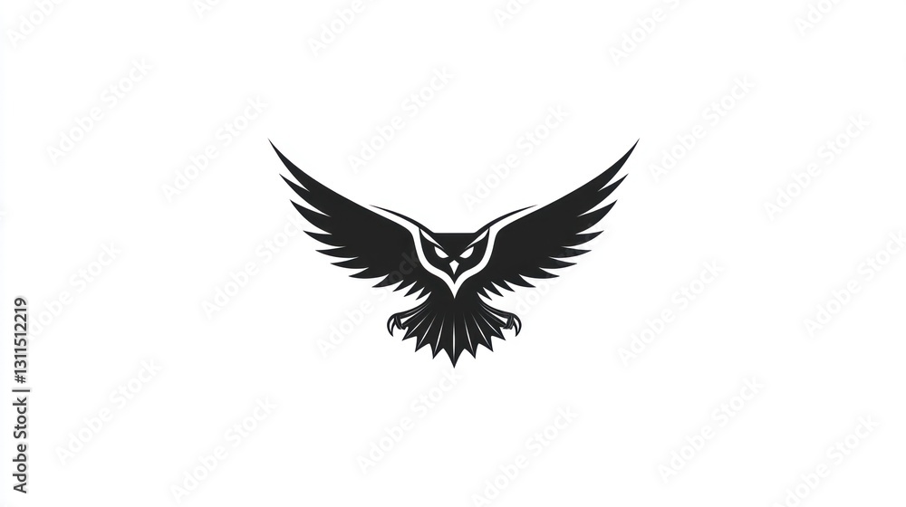 Obraz premium Soaring Eagle Silhouette, Symbolic Flight, White Background, Graphic Design, Image for Brand Identity or Inspiration