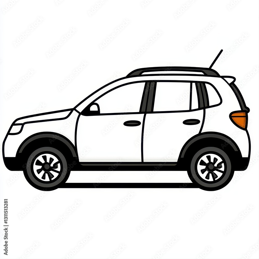 Fototapeta premium Simple car outline icon in black color isolated on a clean white background for transportation and vehicle themes
