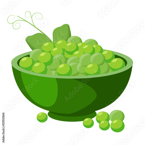 green peas in a plate without background