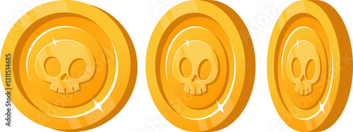 Gold coin with skull inside