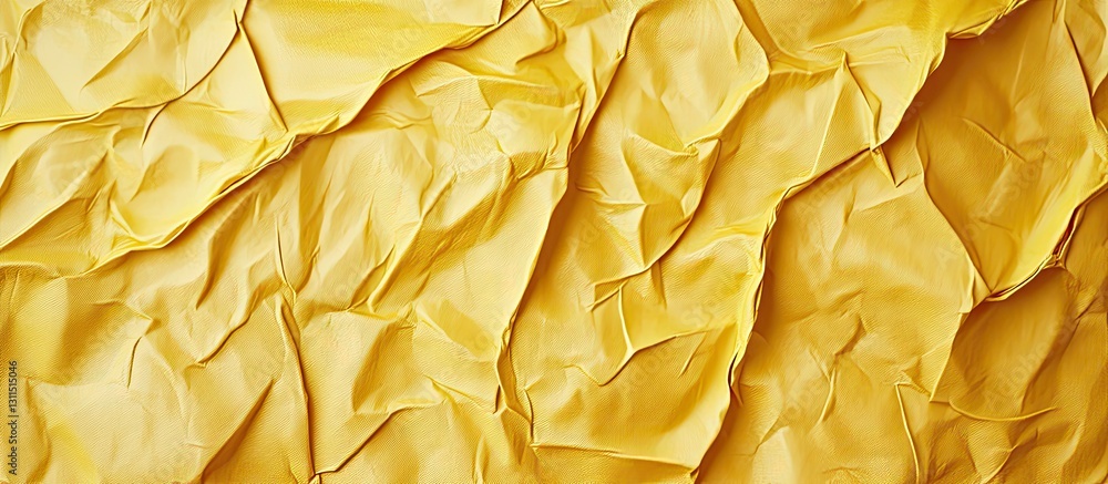 Yellow crumpled paper texture background with deep creases and folds arranged vertically, providing ample copyspace for text or image insertion. Yellow crumpled paper texture background with deep creases and folds arranged vertically, providing ample copyspace for text or image insertion.