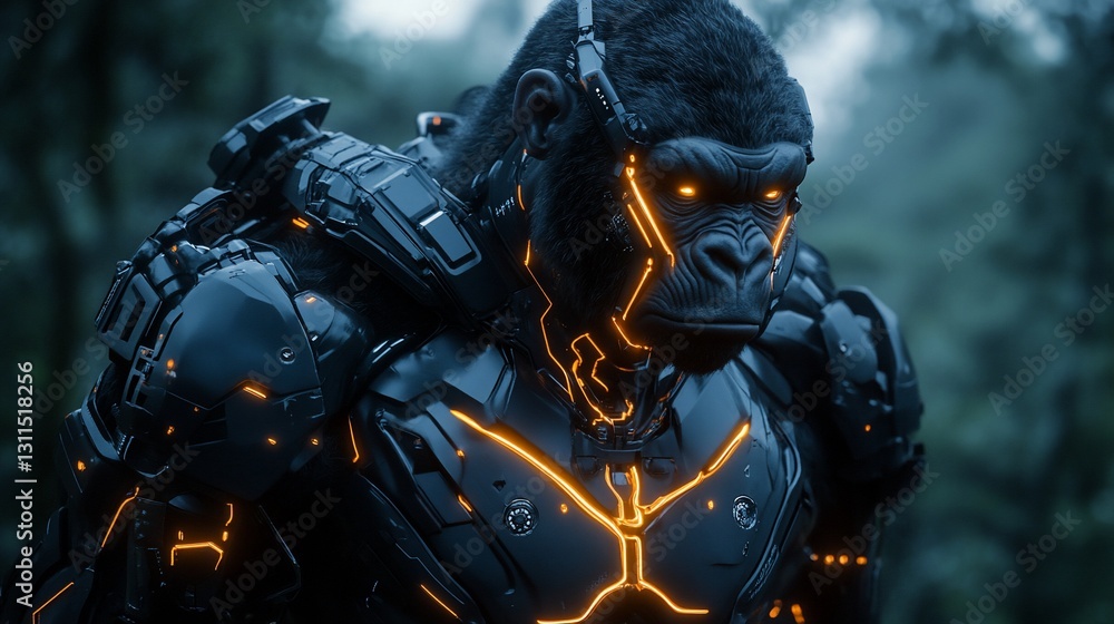 Cybernetic Gorilla Warrior in Jungle Cybernetic Gorilla Warrior in Jungle
