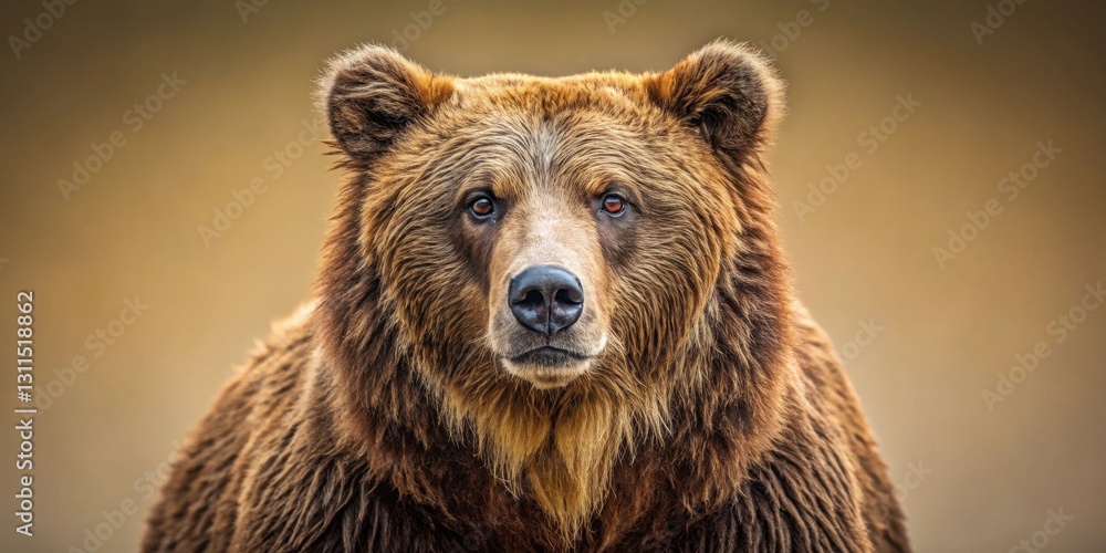 A Majestic Brown Bear Portrait Powerful gaze, thick fur, and intense stare. A Majestic Brown Bear Portrait Powerful gaze, thick fur, and intense stare.