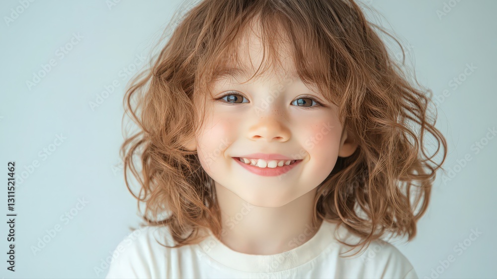 Smiling Child with Curly Brown Hair Portrait Smiling Child with Curly Brown Hair Portrait