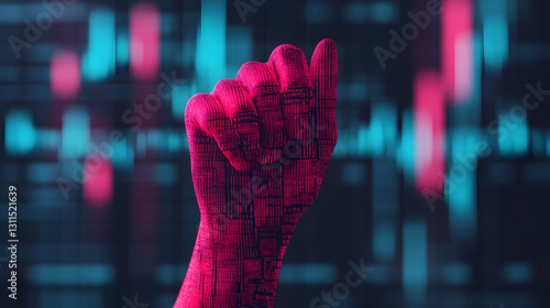 Close-up on digital innovation futuristic visual art in virtual space technology concepts