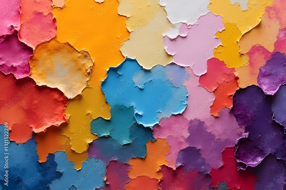 Colorful Abstract Painting with Peeling Texture Colorful Abstract Painting with Peeling Texture