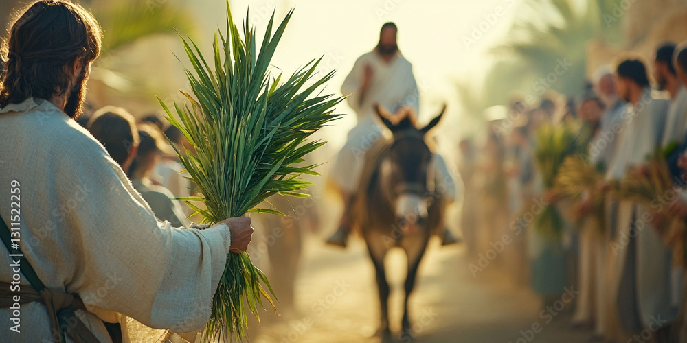 Plakát Triumphal Entry of Jesus into Jerusalem, Palm Sunday biblical ...