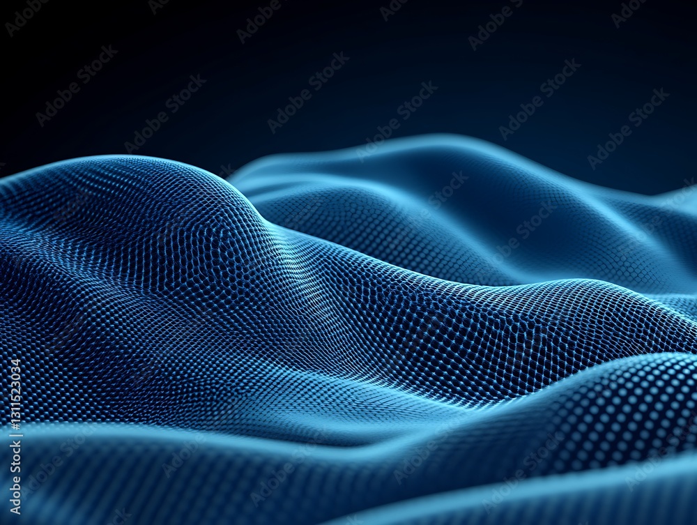 Abstract digital waves, blue dots on dark background Abstract digital waves, blue dots on dark background