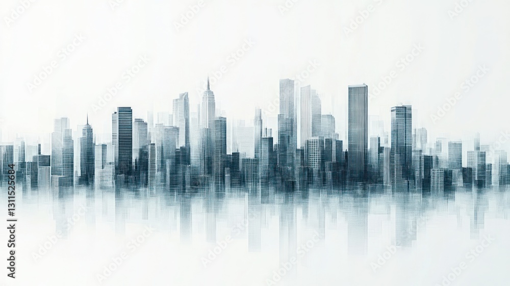 Cityscape skyline reflection, urban development, background, design Cityscape skyline reflection, urban development, background, design
