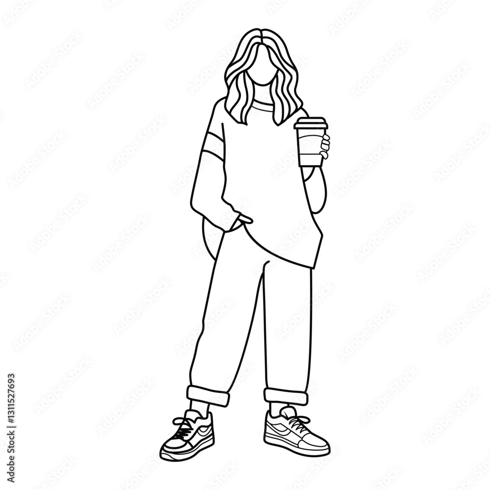 Fototapeta premium young woman with a glass of coffee