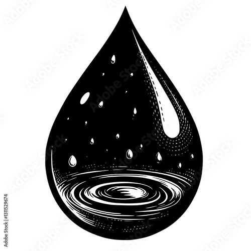 Intricate Water Droplet Illustration