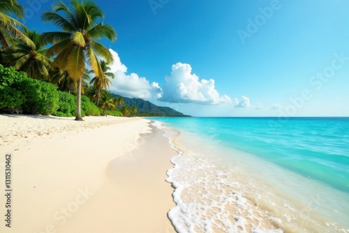 Wallpaper Mural Sun-drenched sand, turquoise waves, clear sky, landscape, paradise, bright Torontodigital.ca