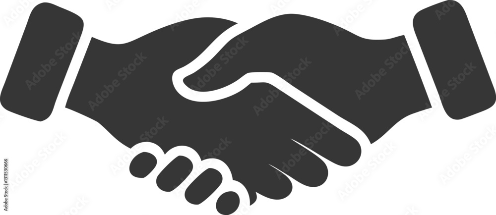 Obraz premium Simple Handshake Icon High-Quality Black and White Silhouette Vector.