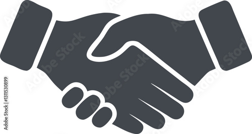Handshake Silhouette Vector Icon White Background.
