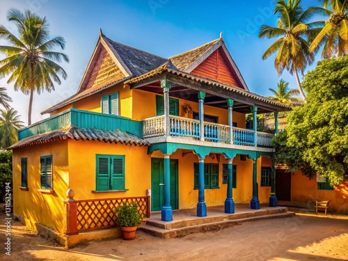 Simple Gambian House in Banjul, West Africa - Stock Photo