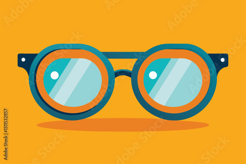 Unique reading glasses with oversized frames presented against a vibrant yellow backdrop for customization, Reading glasses Customizable Disproportionate Illustration