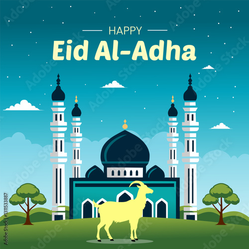 Flat Design Background for the Islamic Celebration of Eid alAdha