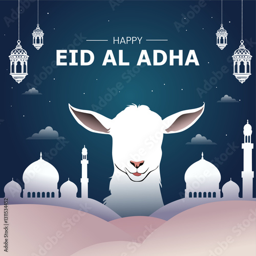 Flat Background Poster Islamic Celebration of Eid alAdha for social media post