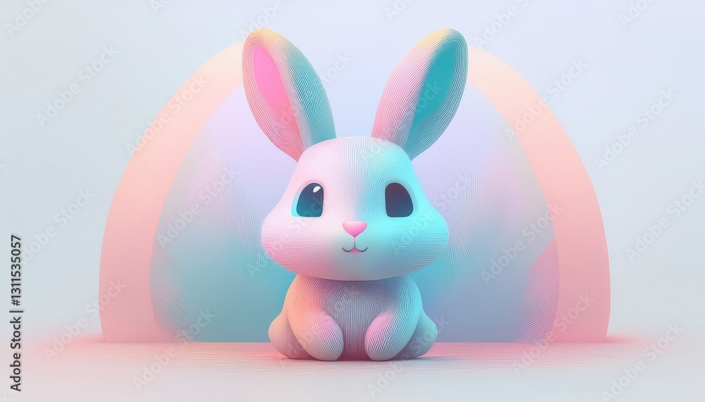 Fototapeta premium A simple cartoon Easter bunny with a white background and eggs