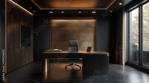 Wallpaper Mural Modern Executive Office Interior, Dark Wood, Stylish Design,  For Corporate Branding Torontodigital.ca