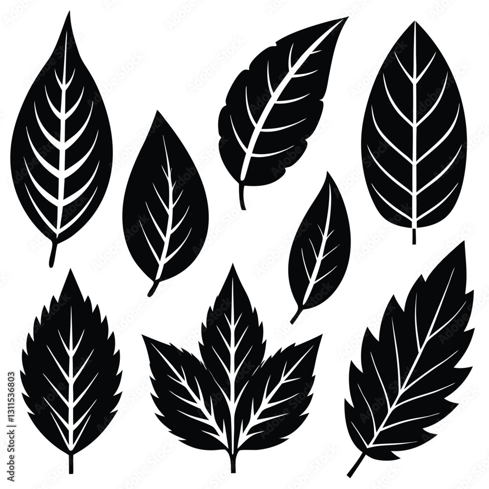 Black leaf icon set vector on white background Black leaf icon set vector on white background