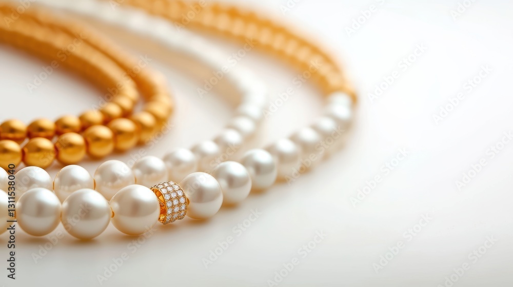 A close-up image of elegant strands of golden and white pearls, showcasing their luster and texture against a soft, neutral background. A close-up image of elegant strands of golden and white pearls, showcasing their luster and texture against a soft, neutral background.