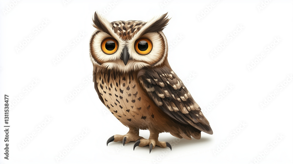 Obraz premium A realistic plastic figurine of a Halloween owl, isolated on white background 