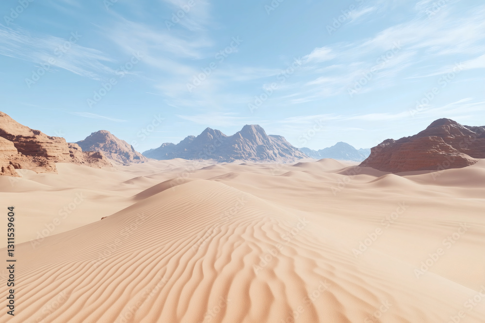 Desert landscape with sand dunes and mountains. Desert landscape with sand dunes and mountains.