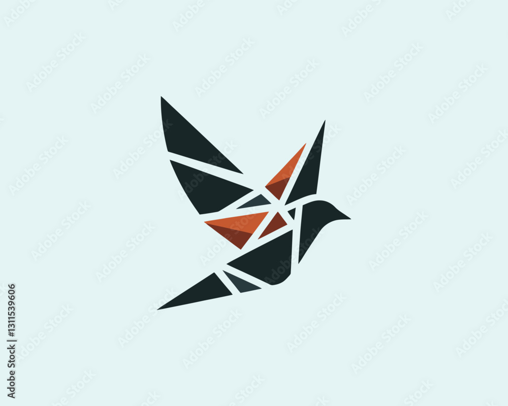 Abstract geometric flying bird logo design icon vector illustration. Abstract geometric flying bird logo design icon vector illustration.
