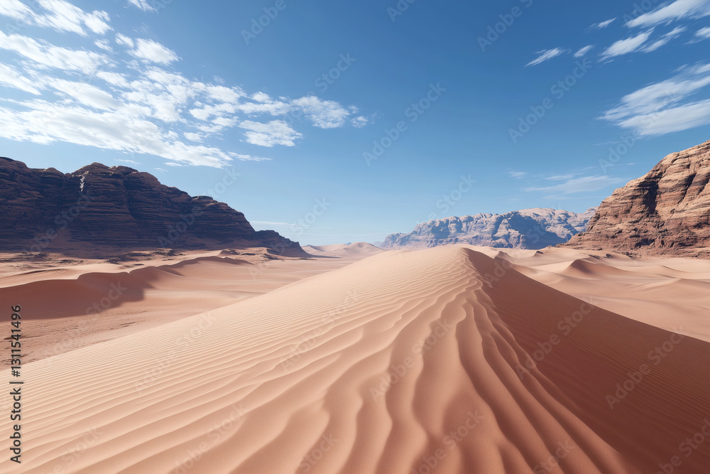 Desert landscape with sand dunes and mountains. Desert landscape with sand dunes and mountains.