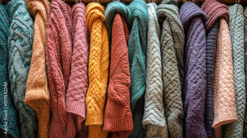 Wallpaper Mural Colorful array of cozy knitted sweaters in various patterns and textures Torontodigital.ca