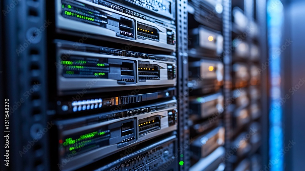 Modern Server Racks Equipped with Cutting-Edge Solid-State Drive Technology Modern Server Racks Equipped with Cutting-Edge Solid-State Drive Technology