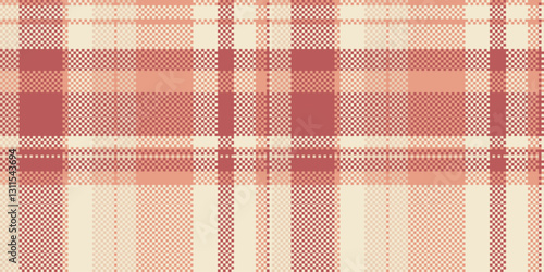 December textile tartan fabric, easter check plaid pattern. Square texture seamless background vector in light and red colors.