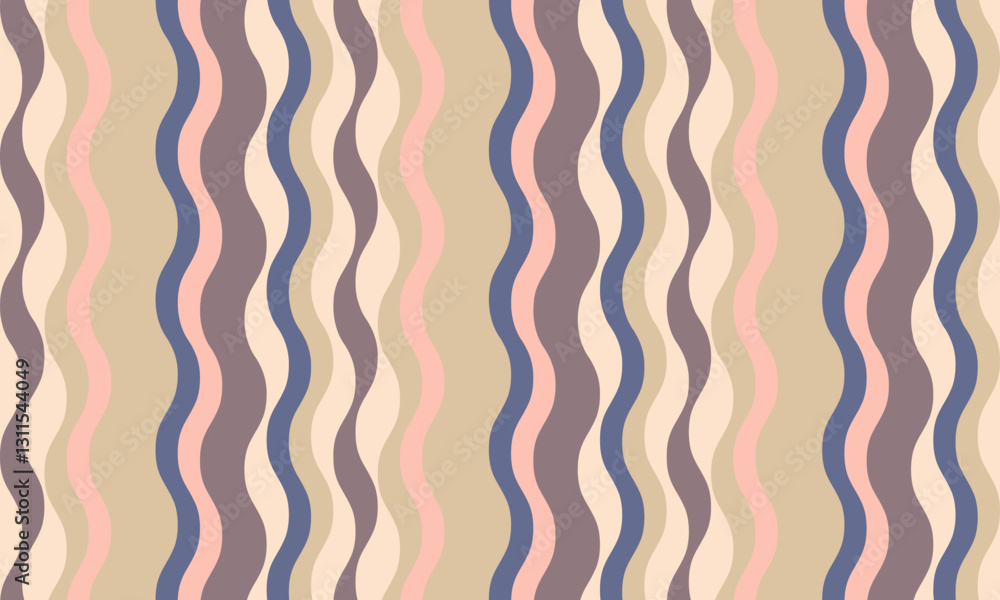 vertical striped design with flowing curves and textured waves. Artistic colors blend with simplicity and creativity, adding elegance to posters, textiles, or graphic prints with vibrant paint.