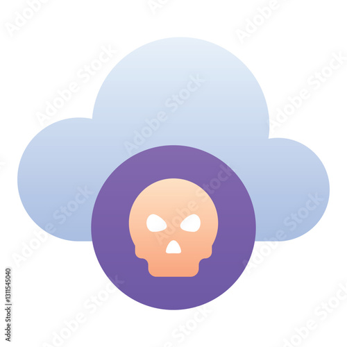 Gradient color icon, illustration for Cloud computing, skull, cyber crime.