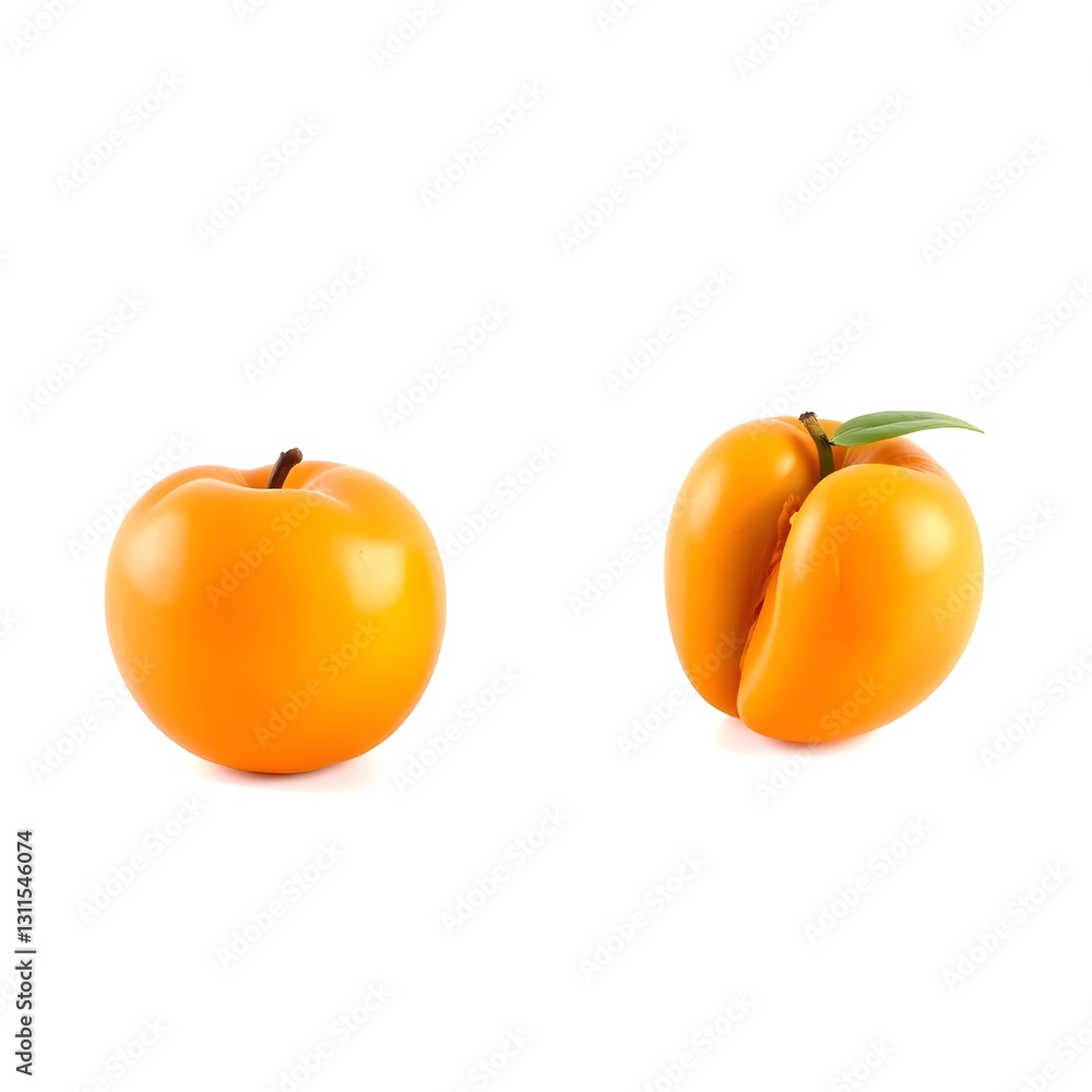 3D Orange Apricot with Glossy Finish, Isolated on White Background to Highlight Its Shiny Texture 3D Orange Apricot with Glossy Finish, Isolated on White Background to Highlight Its Shiny Texture