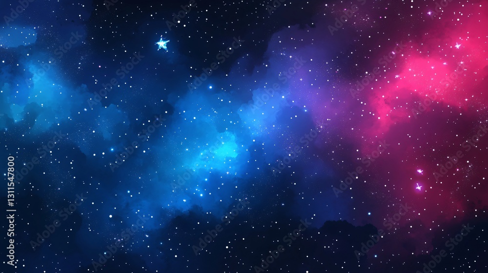 Fototapeta premium Colorful Vector Cartoon Galaxy with Stars Background in AR 16:9 Ratio