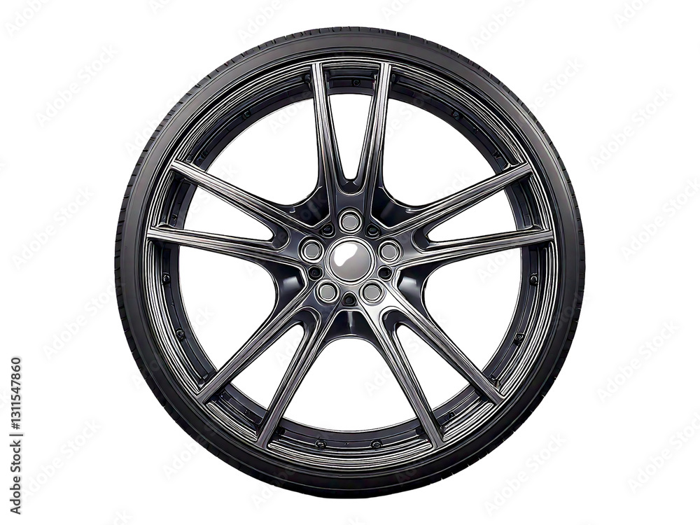 Sleek black alloy wheel with a multi-spoke design, set against a clean white background. Sleek black alloy wheel with a multi-spoke design, set against a clean white background.