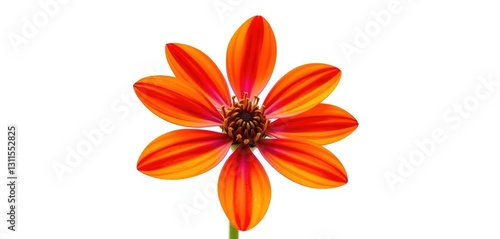 A single, vibrant flower, petals perfectly formed, against a pure white backdrop, graphic, bloom