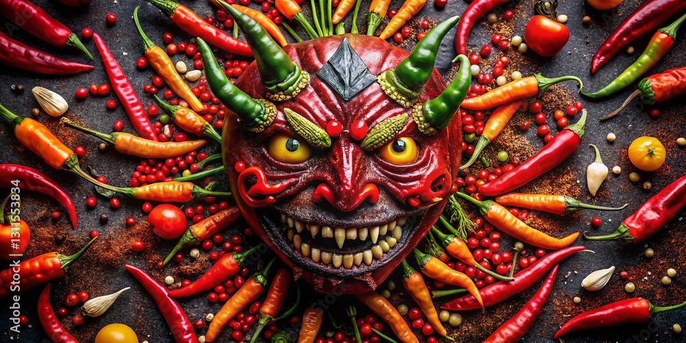 custom made wallpaper toronto digitalSpicy Devil Face Chili Pepper Dish - Halloween Food Photography